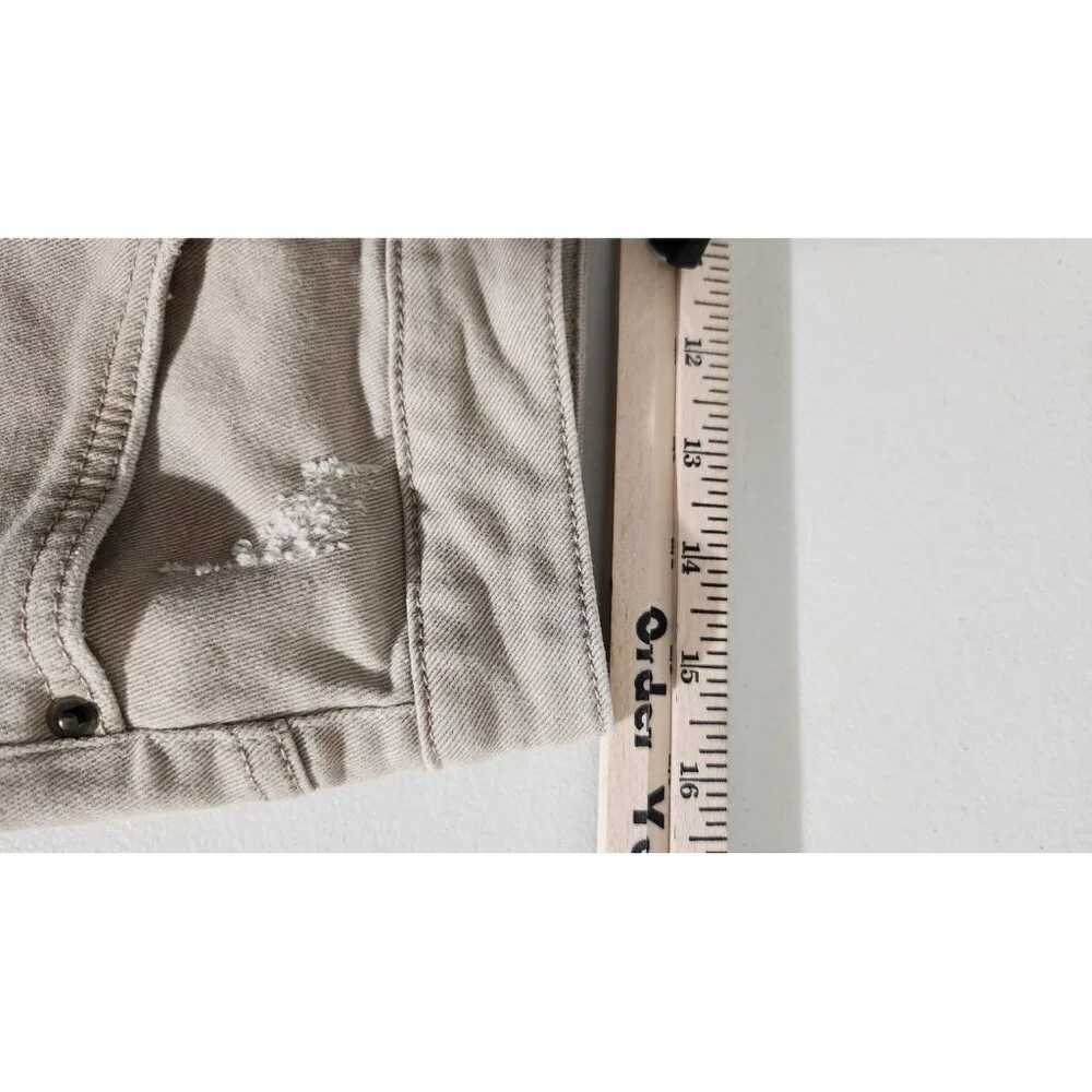 Time And Tru Shorts Womens Size 12 Khaki Beige Distressed Raw Hem Casual Outdoor